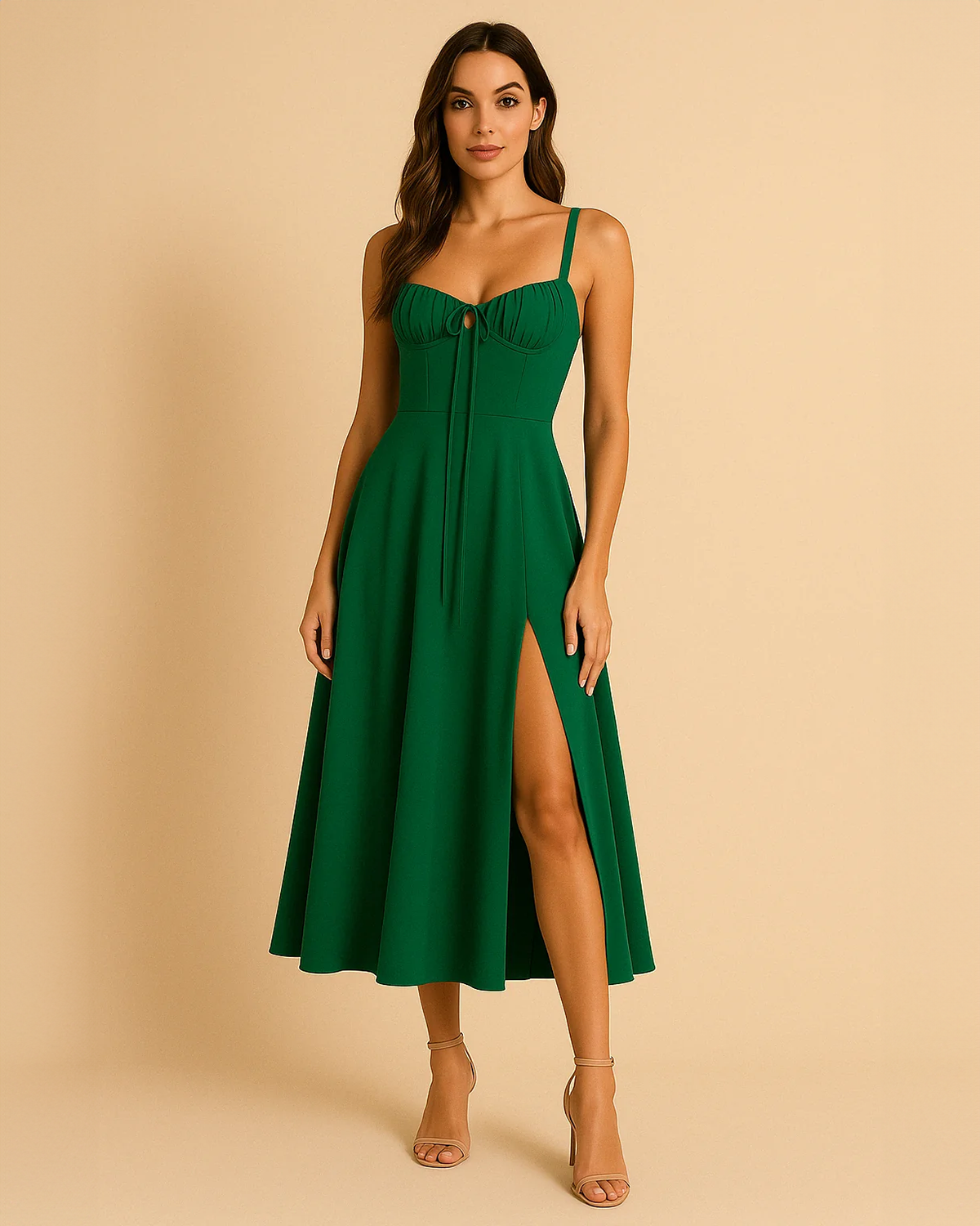 Heidi Midi Green Summer Dress | ADKN UK Heidi Midi Green Summer Dress | ADKN UK