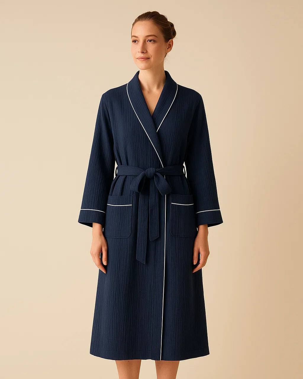 Women Organic Cotton Muslin Robe | Breathable Soft Robe