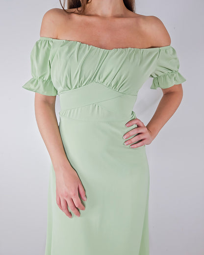 Sophia Green off Shoulder Dress - Sage Green Cocktail Dress