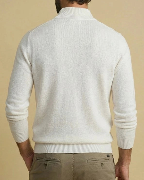 Aurelius Premium Viscose Knit | Men’s Breathable White Mock Neck Jumper