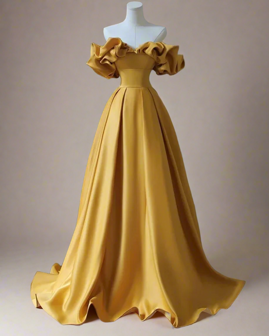 ADKN Aria Yellow Strapless Bardot Ball Gown