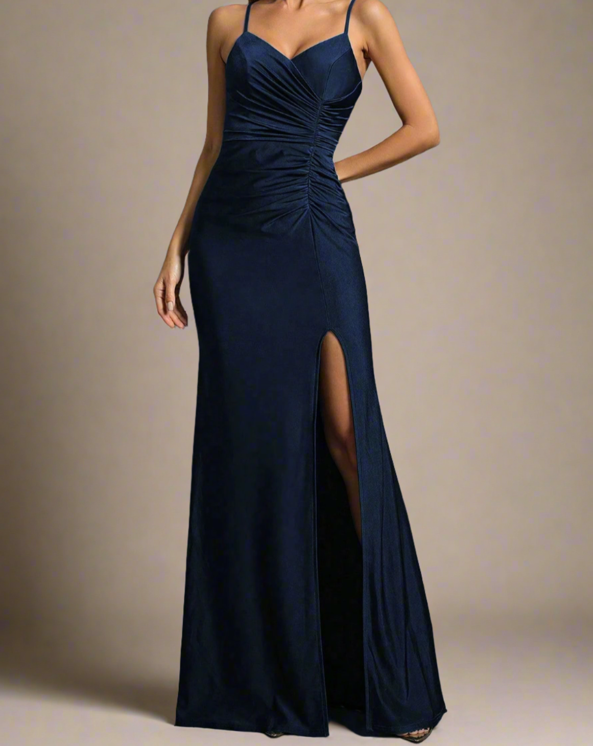 ADKN Sadie Long Elegant Navy Blue Dress