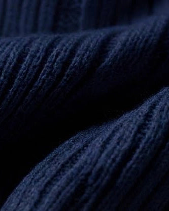 The Julian: Men’s Midnight Navy Heritage Ribbed Polo – Classic Dark Blue Sustainable Business Knit