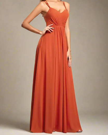 ADKN Odette Pleated Backless Burnt Orange Maxi Formal Dress