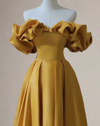 ADKN Aria Yellow Strapless Bardot Ball Gown