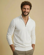 Aurelius Premium Viscose Knit | Men’s Breathable White Mock Neck Jumper