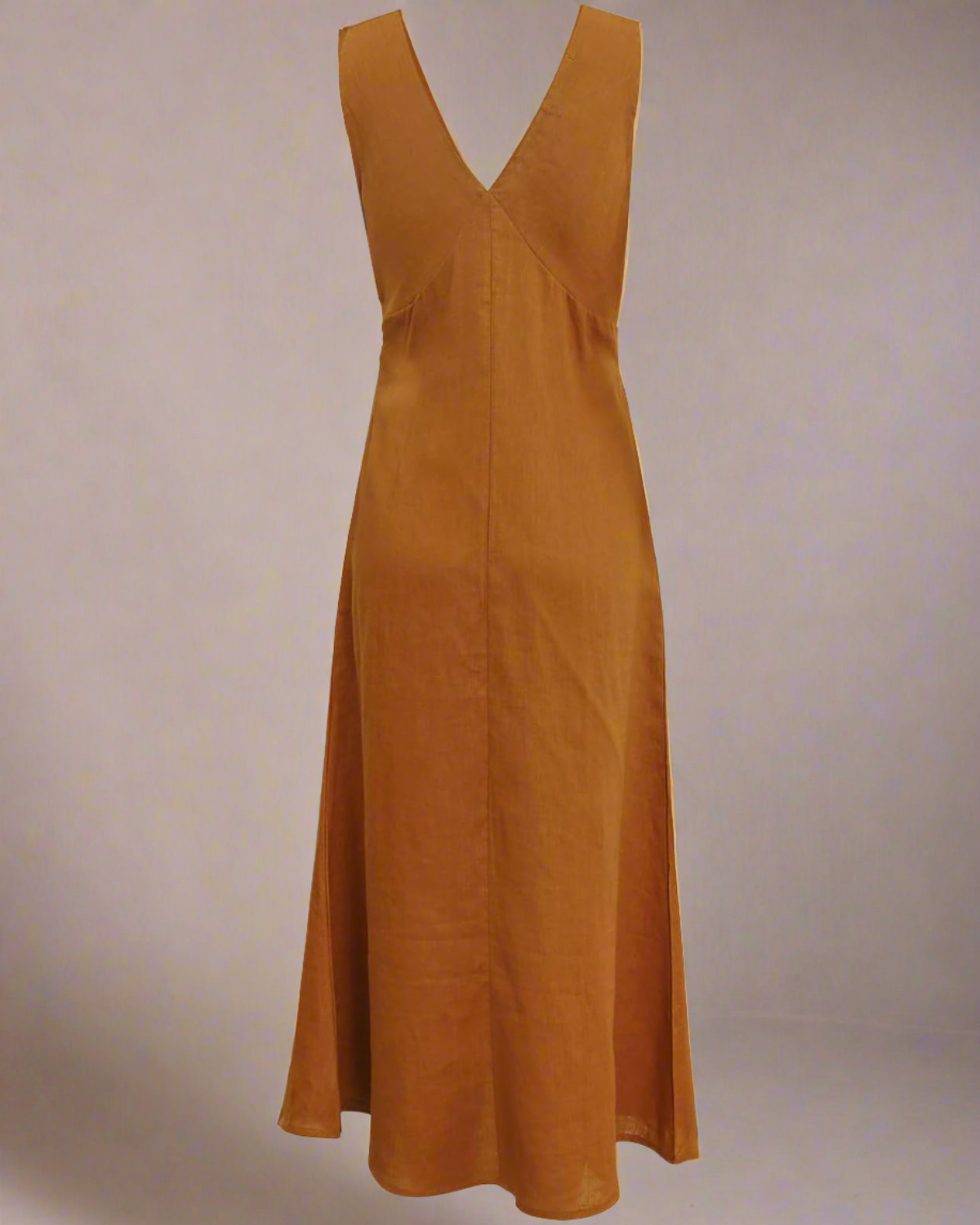Natalia Orange Midi Linen Slip Dress
