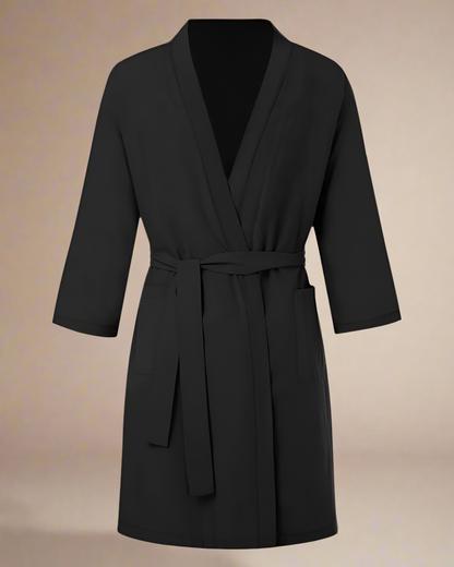 Men Black Dressing Gown - Men Cotton Robe