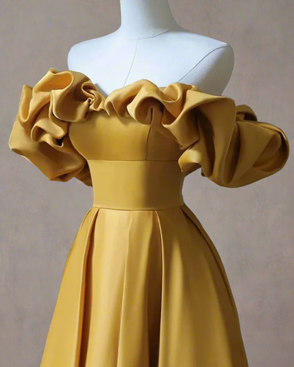 ADKN Aria Yellow Strapless Bardot Ball Gown