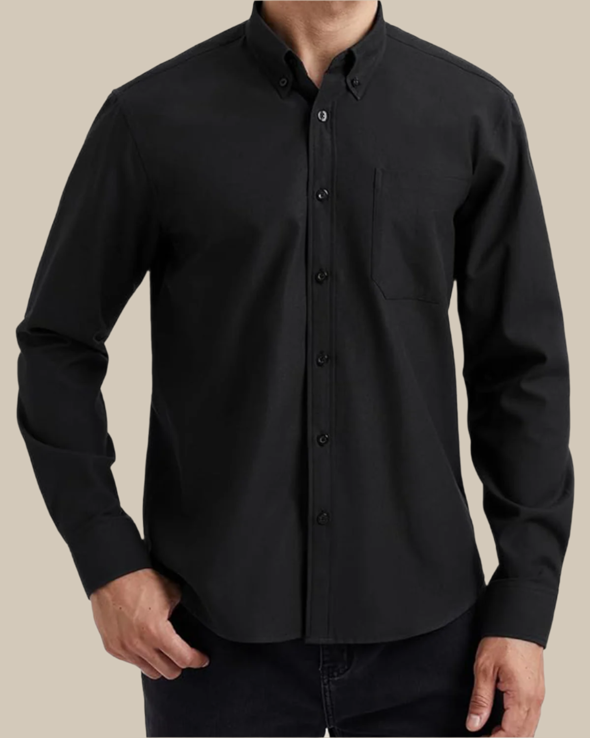 Men Classic Oxford Shirt - Long Sleeve Cotton Button-Down