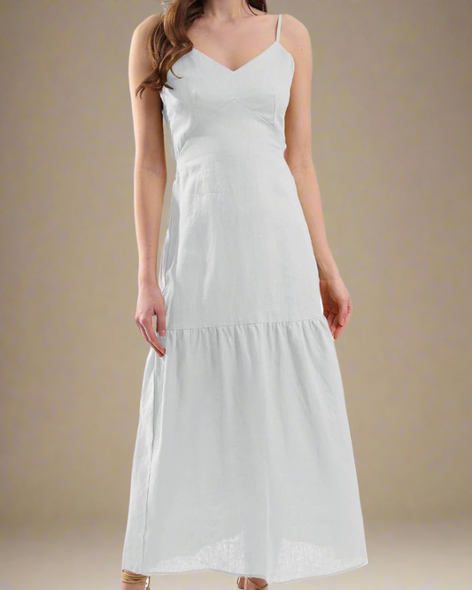 Brisa White Maxi Summer Linen Dress