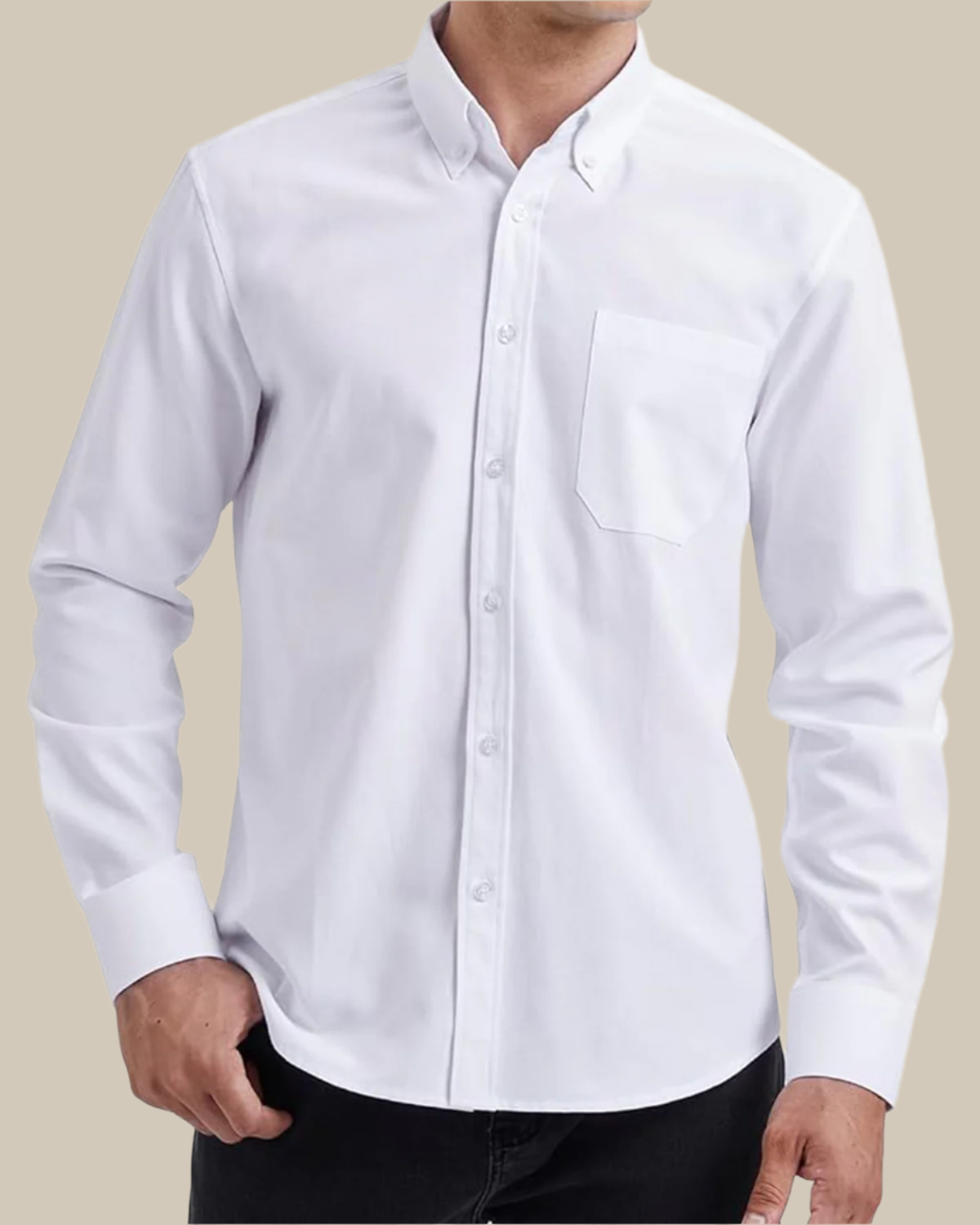 Men Classic Oxford Shirt - Long Sleeve Cotton Button-Down