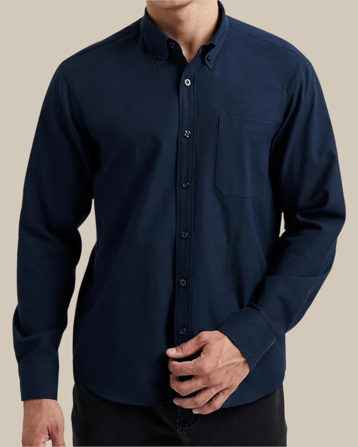 Men Classic Oxford Shirt - Long Sleeve Cotton Button-Down