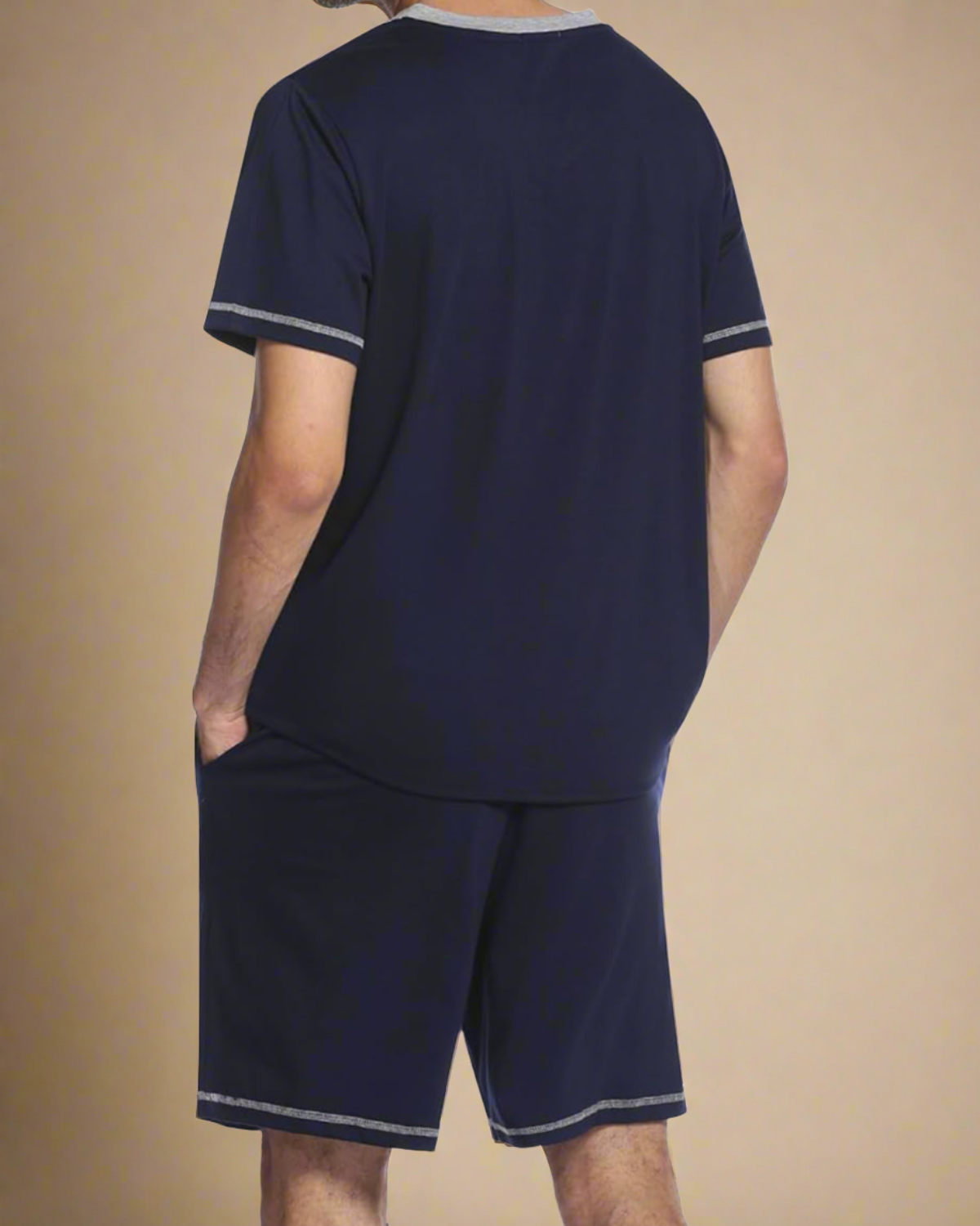 ADKN Men V-Neck T-shirt and Shorts Pyjamas