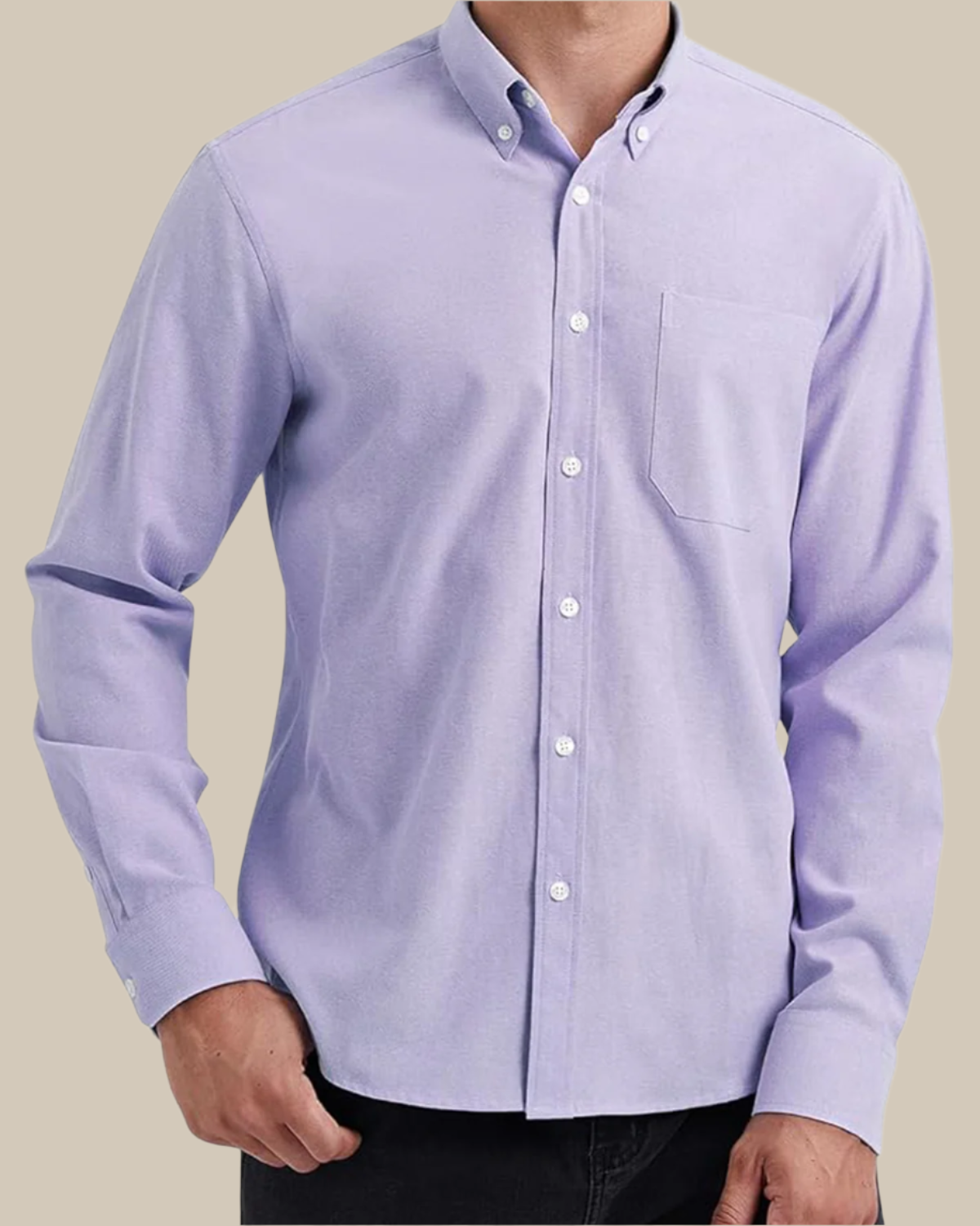 Men Classic Oxford Shirt - Long Sleeve Cotton Button-Down