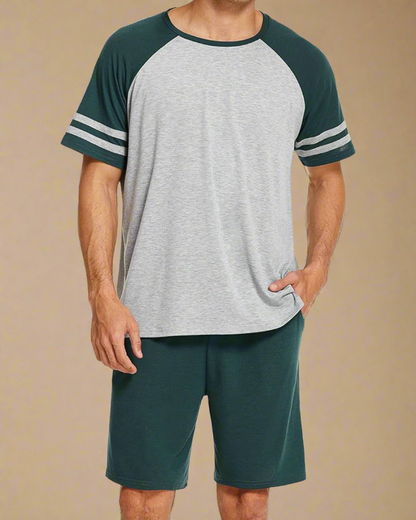 ADKN Men Raglan T-shirt and Shorts PJS Forest Green / S