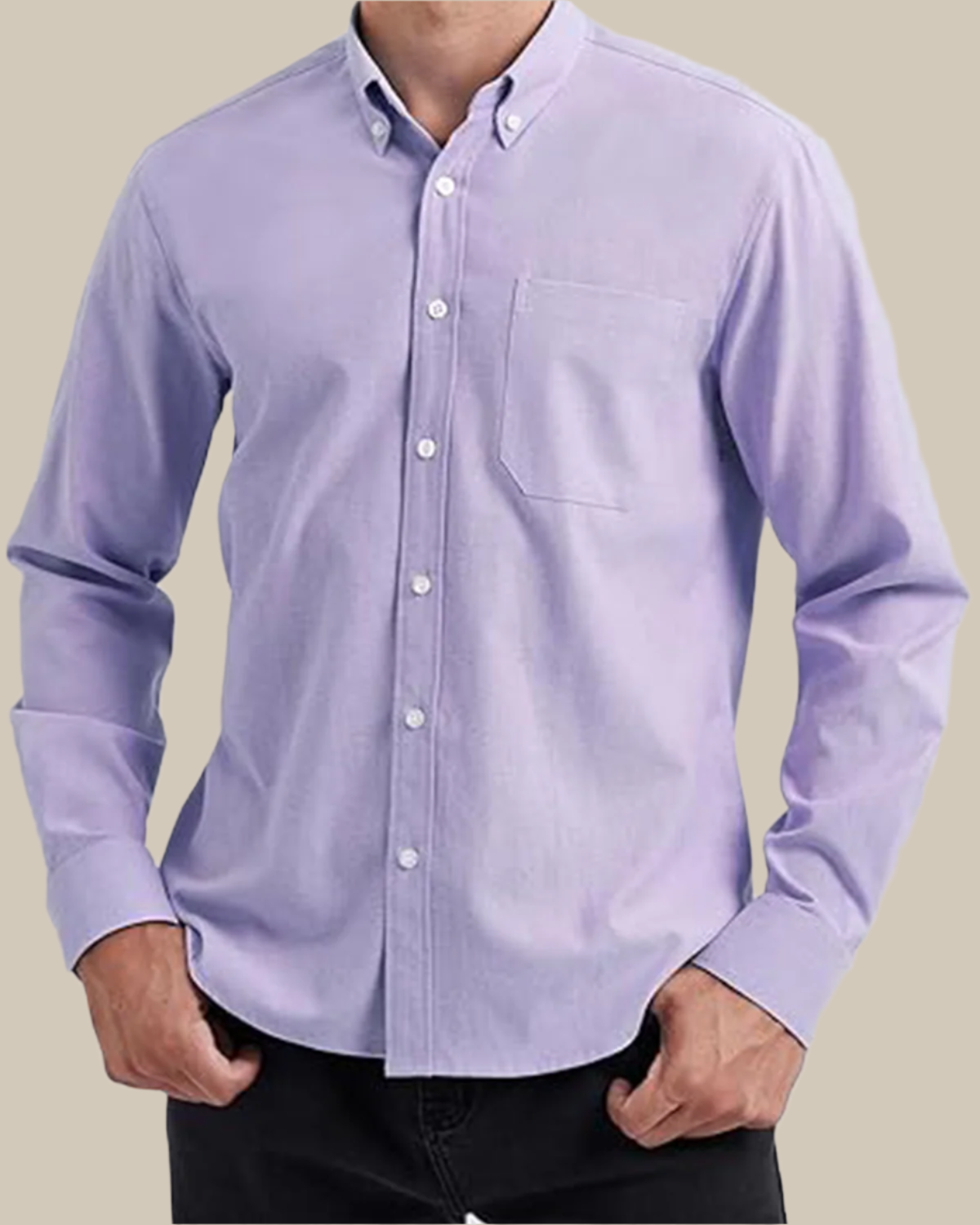 Men Classic Oxford Shirt - Long Sleeve Cotton Button-Down