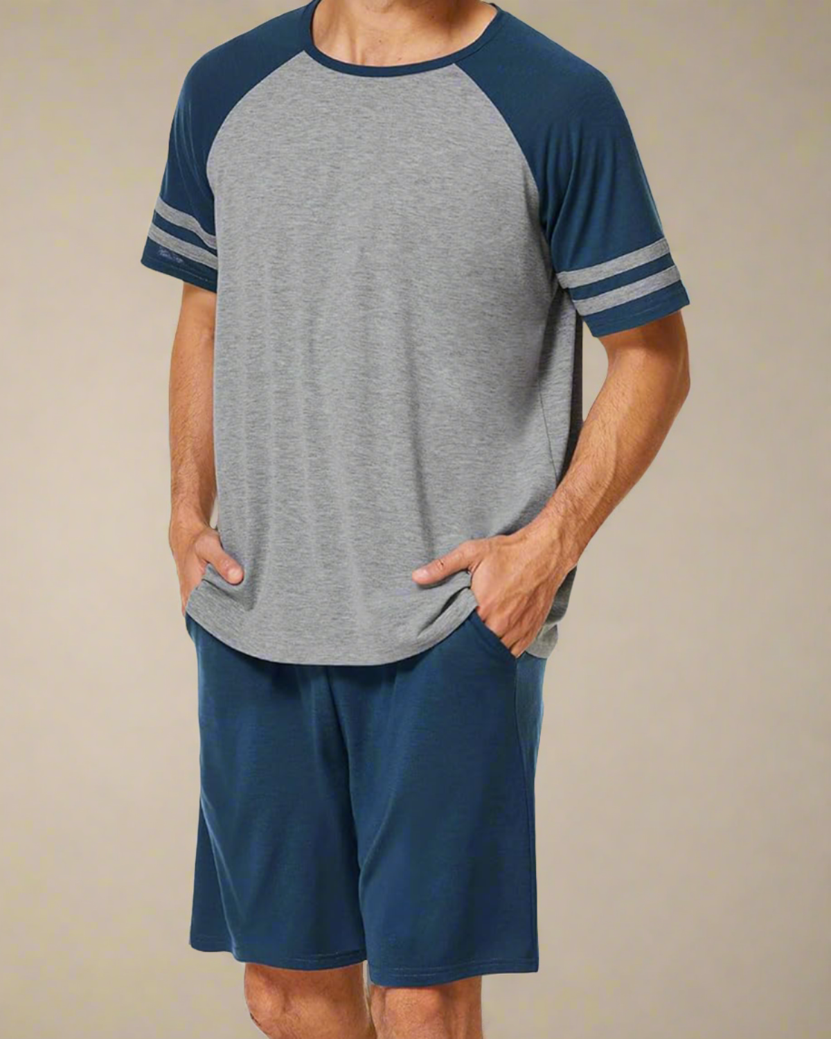 ADKN Men Raglan T-shirt and Shorts PJS Navy / S