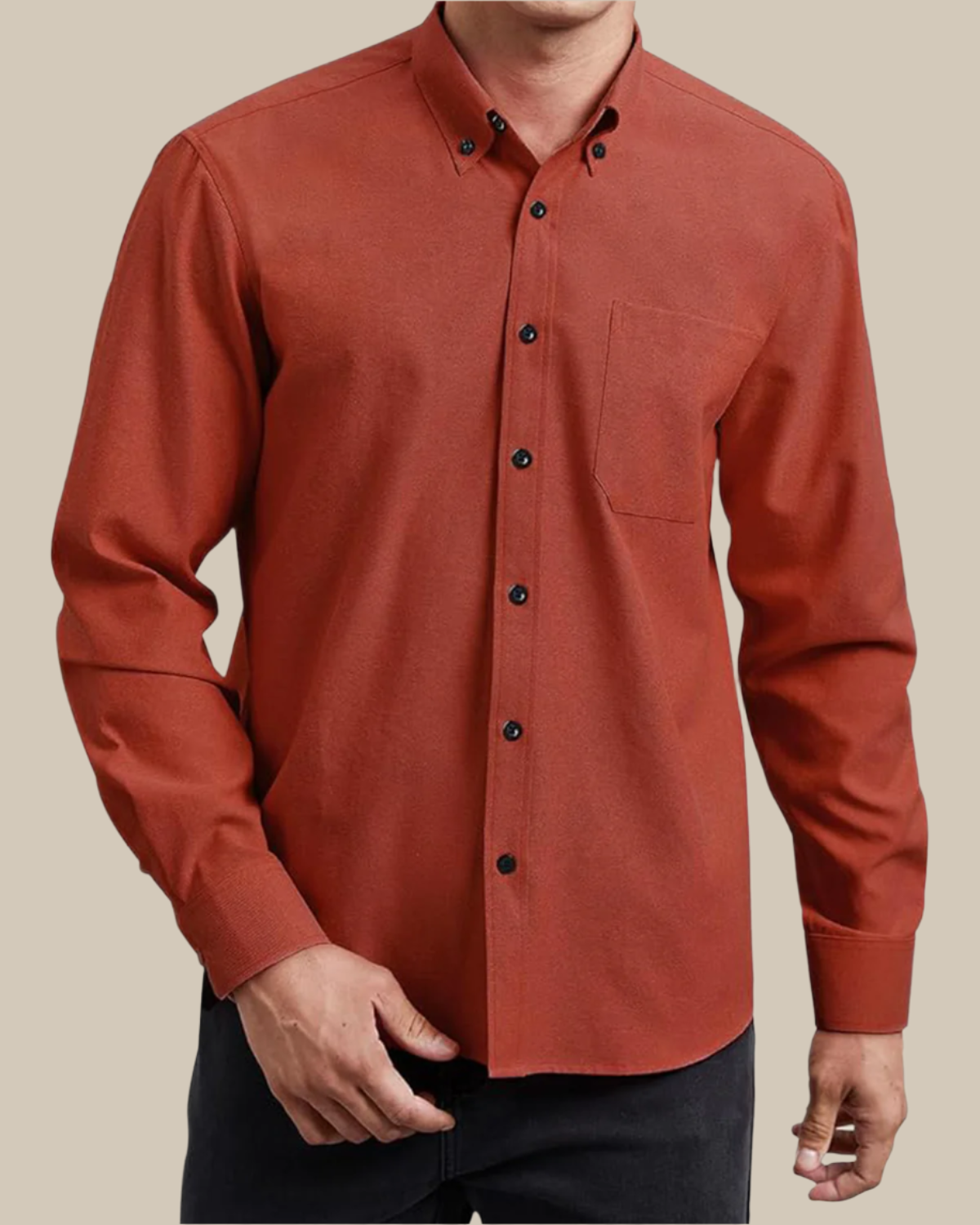 Men Classic Oxford Shirt - Long Sleeve Cotton Button-Down