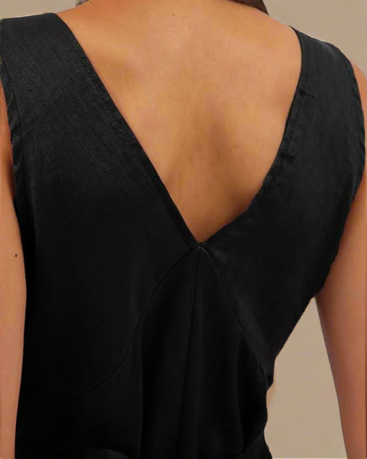 Natalia Linen Midi A-Line Dress in Black