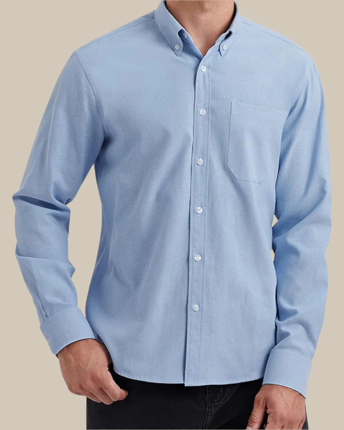 Men Classic Oxford Shirt - Long Sleeve Cotton Button-Down