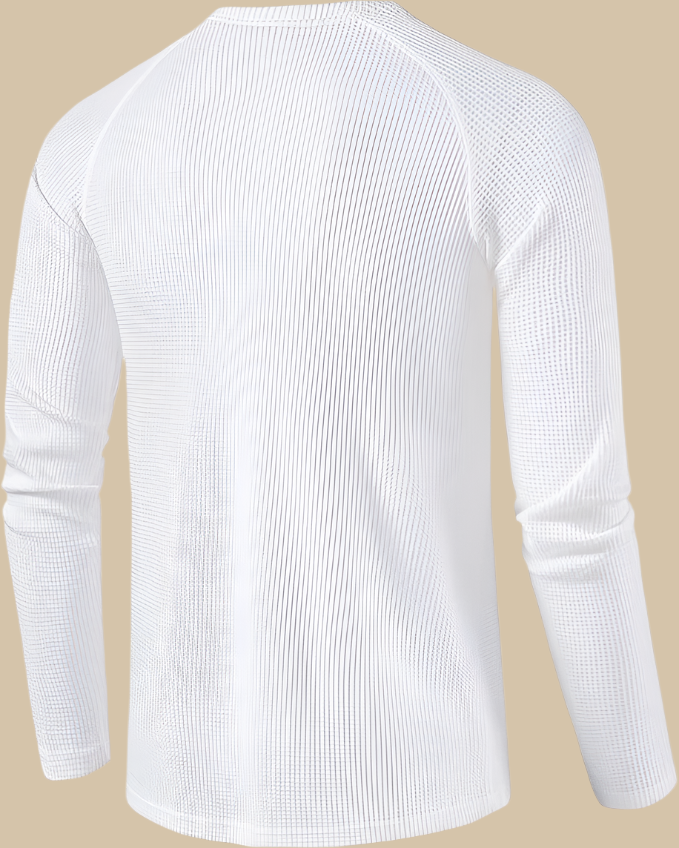 Long Sleeve Henley Top in Waffle Texture