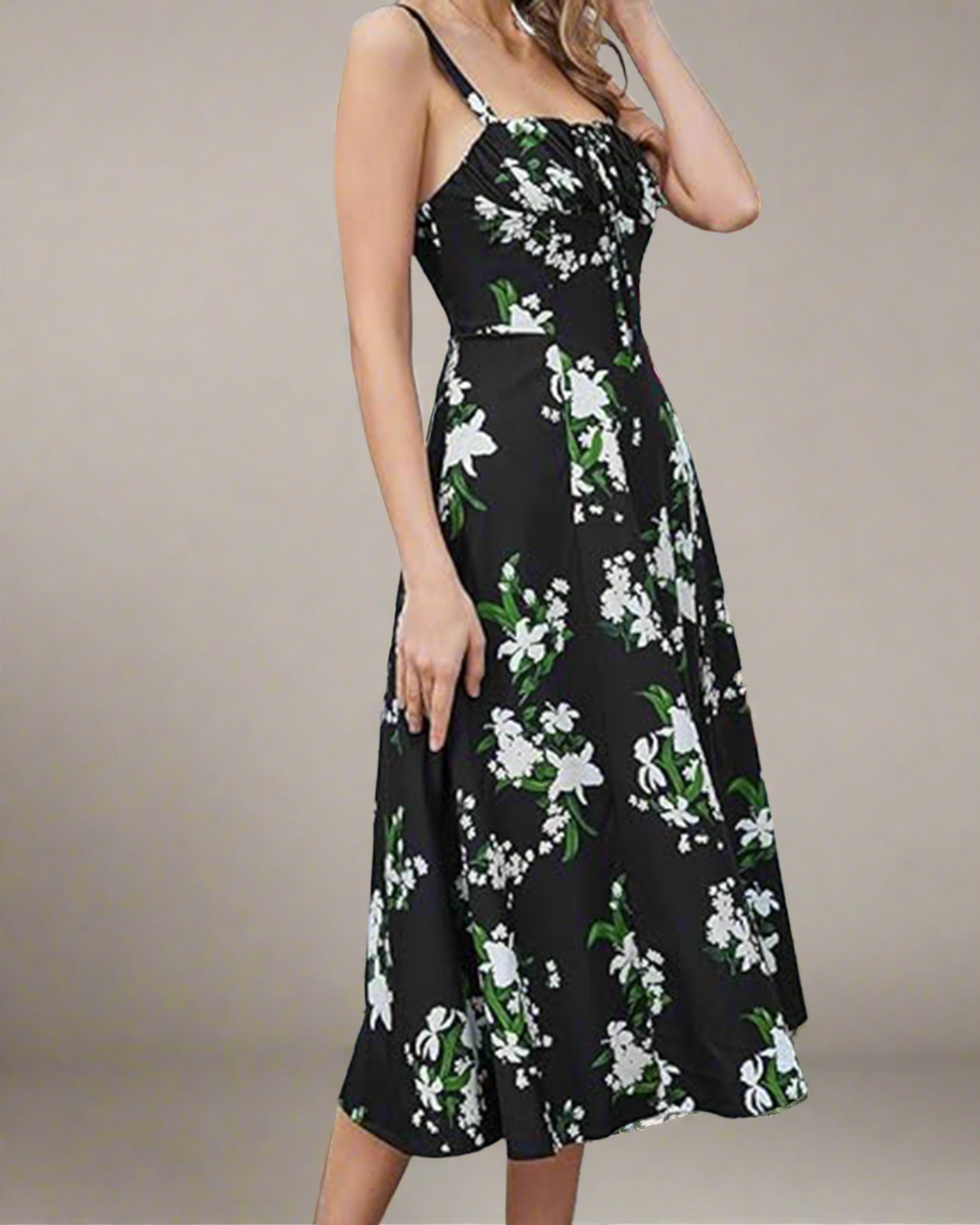 ADKN Heidi Black Floral Corset Summer Dress