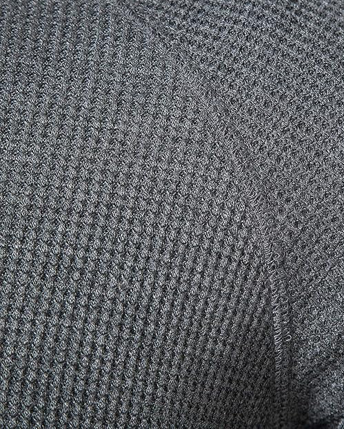 Long Sleeve Henley Top in Waffle Texture