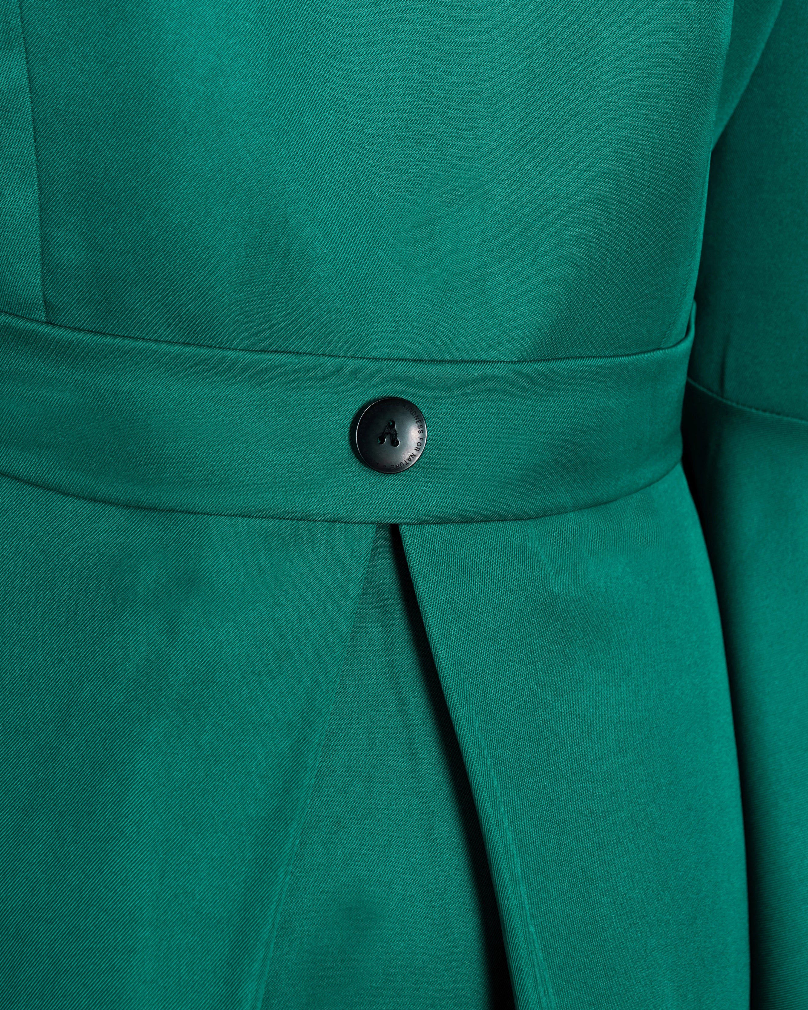 Seti Emerald Green Short Trench Coat - Women's Bell Sleeve Sustainable Jacket