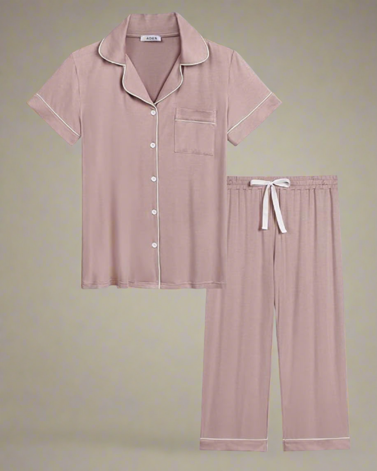 ADKN Bamboo Summer Cropped Pyjamas in blush pink