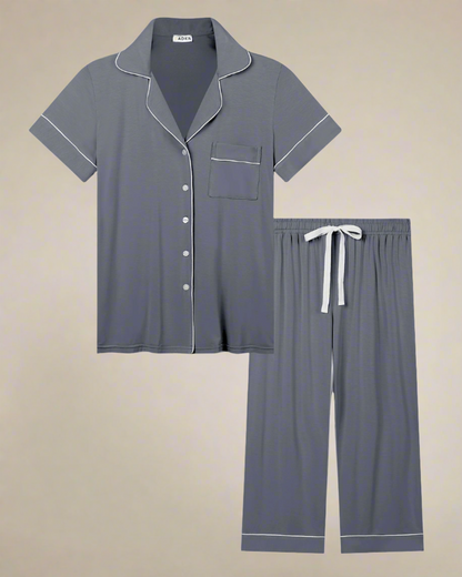 ADKN Bamboo Summer Cropped Pyjamas in grey