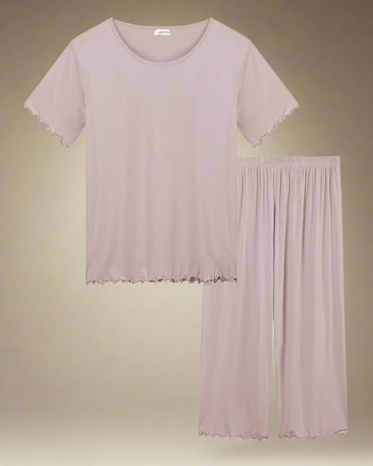 ADKN Bamboo T-shirt and Capri Trousers PJS S / Blush Pink
