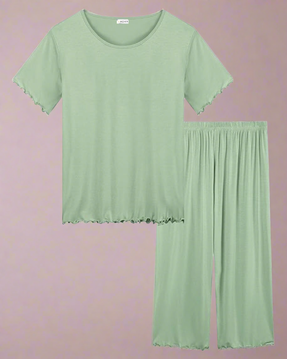 ADKN Bamboo T-shirt and Capri Trousers PJS S / Sage Green