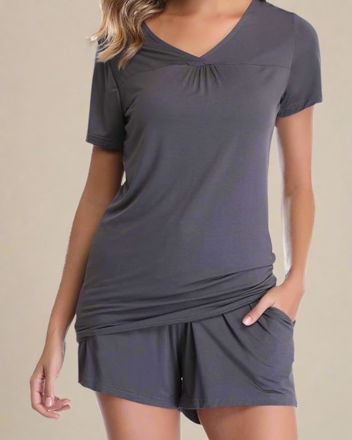 ADKN Summer Short Cotton Pyjamas for Women S / Dark Grey