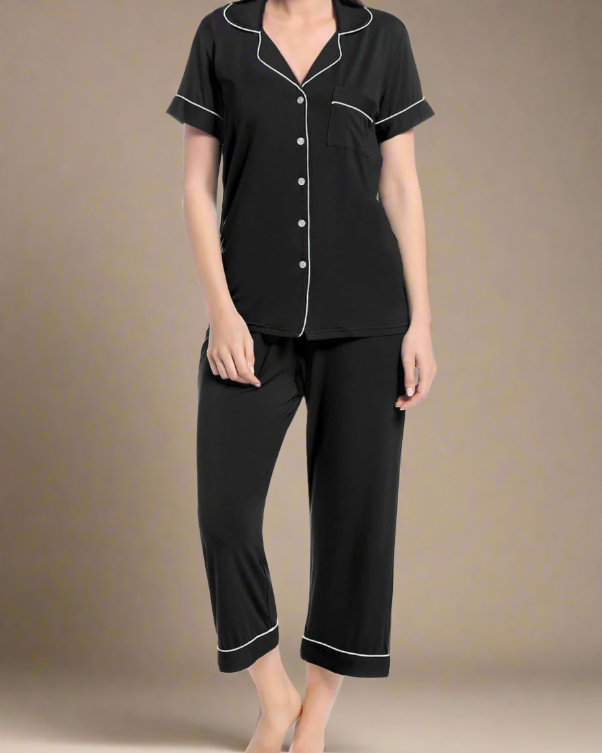 *Black*Cropped_Summer_Pyjamas