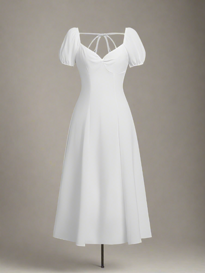 ADKN Adeline White Maxi Dress with Puff Sleeves