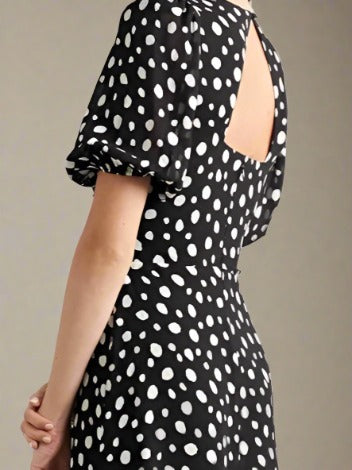 ADKN Freya Polka Dot Midi Dress with Sweetheart Neckline