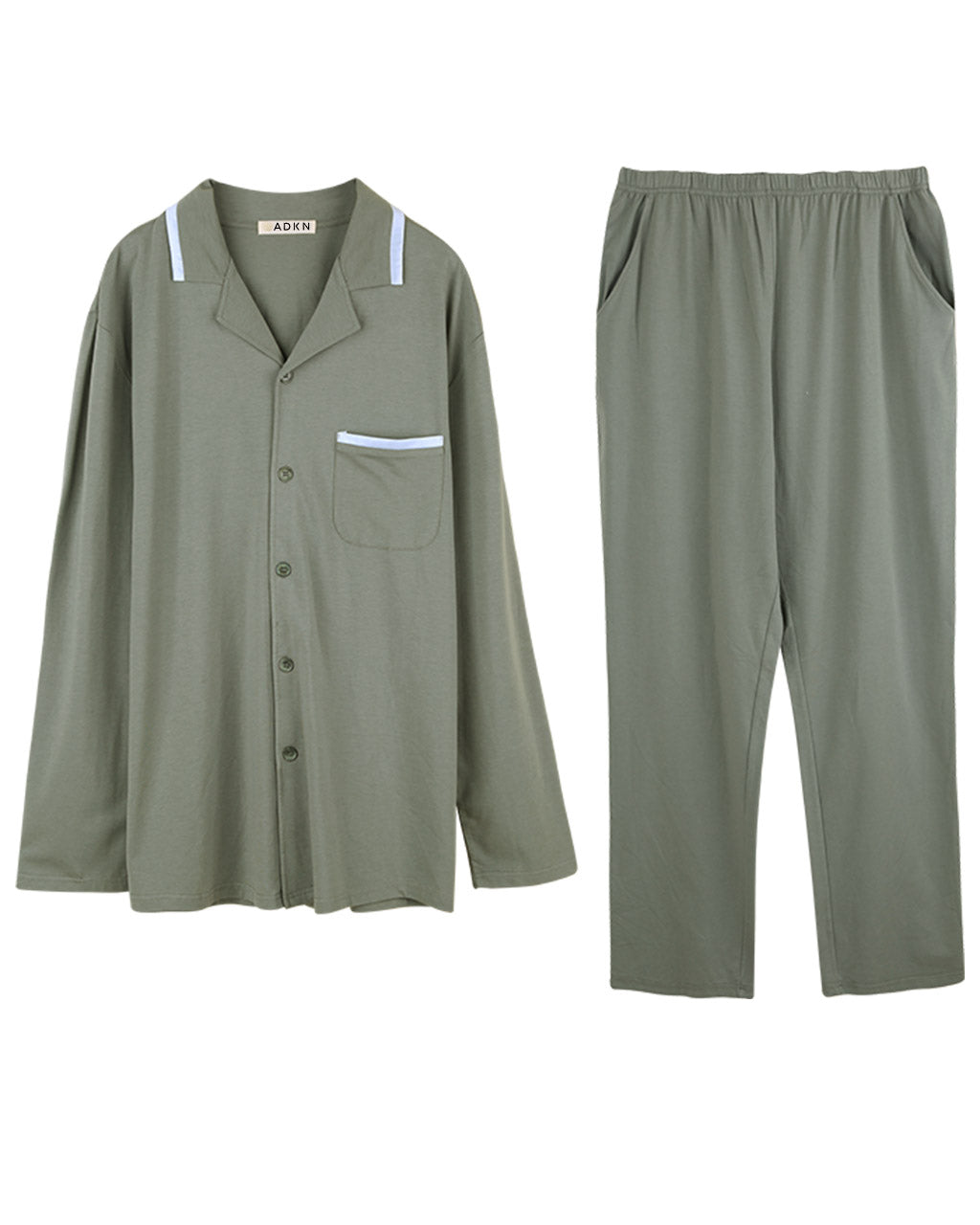 ADKN Mens Khaki Long Sleeve Bamboo Pyjamas - Perfectly Imperfect