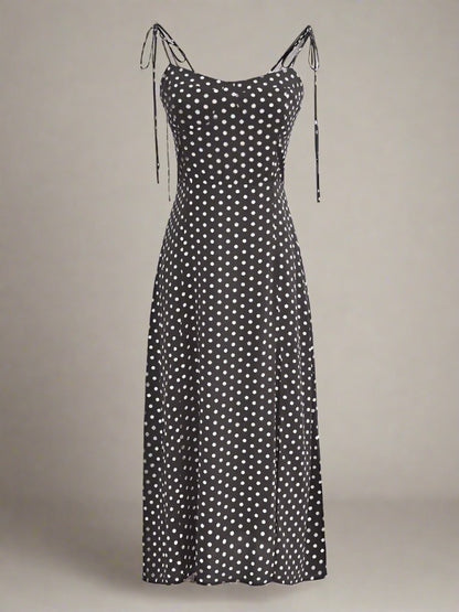 ADKN Lily Black-and-White Polka Dot Strappy Dress