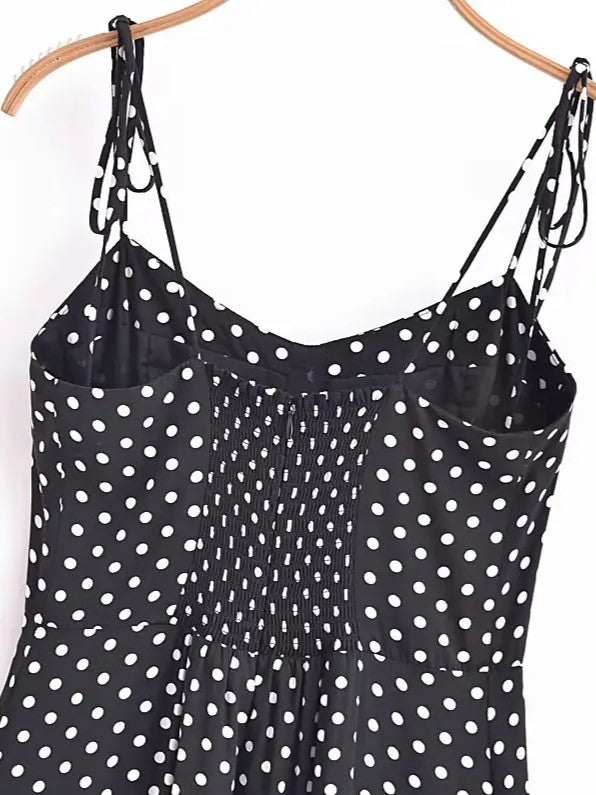 ADKN Lily Black-and-White Polka Dot Strappy Dress