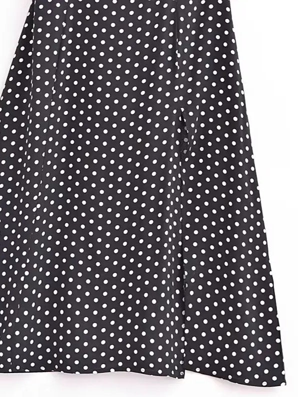 ADKN Lily Black-and-White Polka Dot Strappy Dress