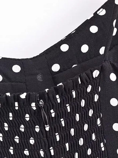 ADKN Lily Black-and-White Polka Dot Strappy Dress