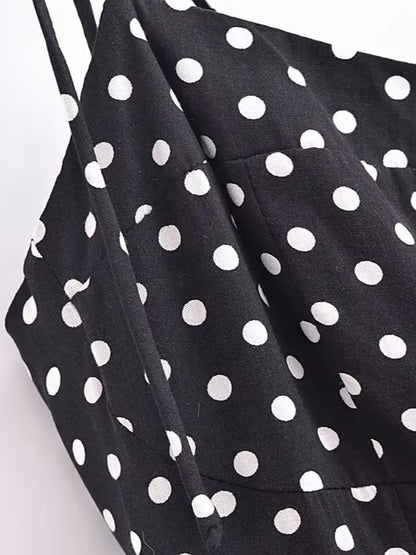 ADKN Lily Black-and-White Polka Dot Strappy Dress