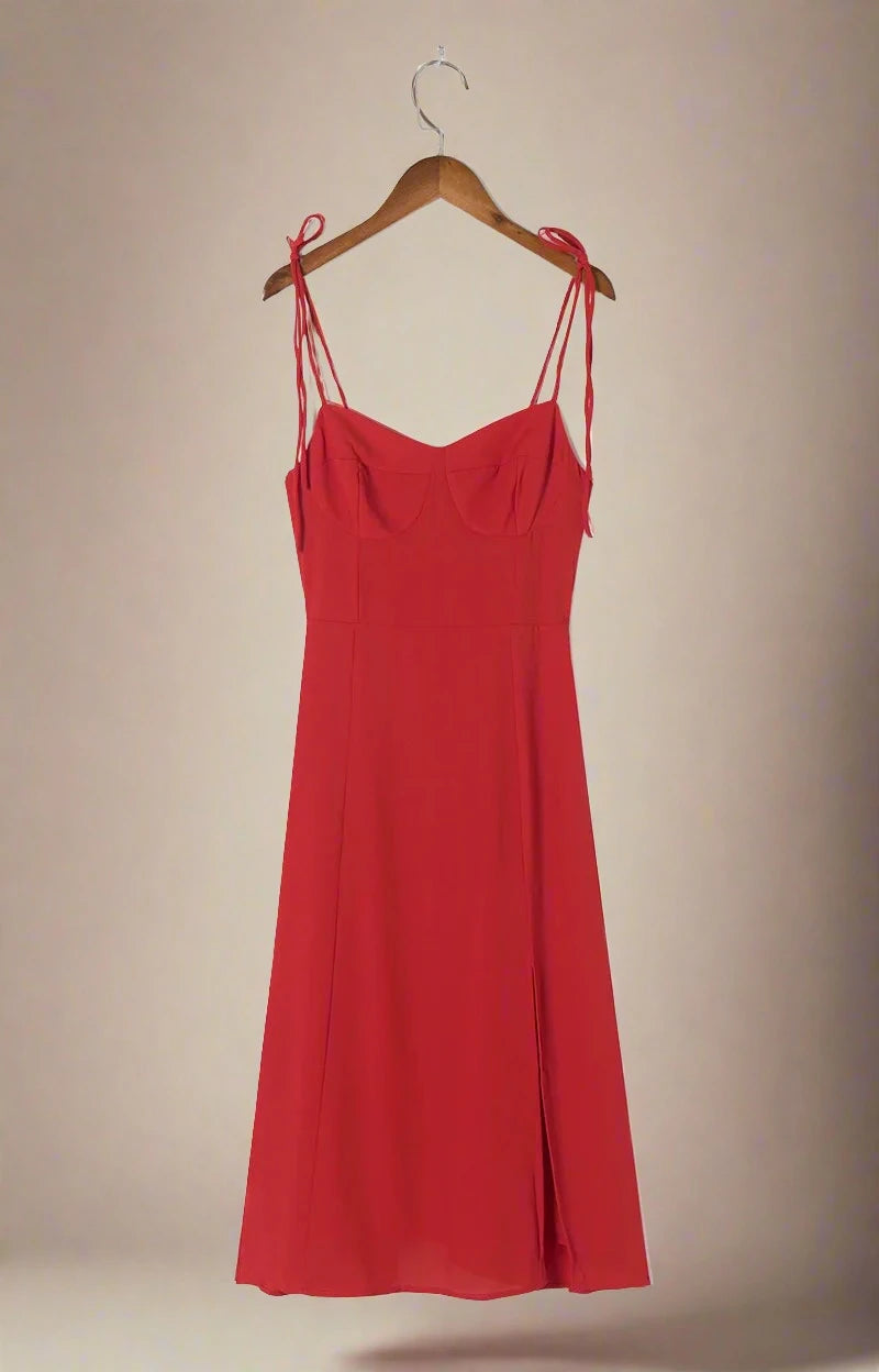 ADKN Lily Strappy Red Midi Dress