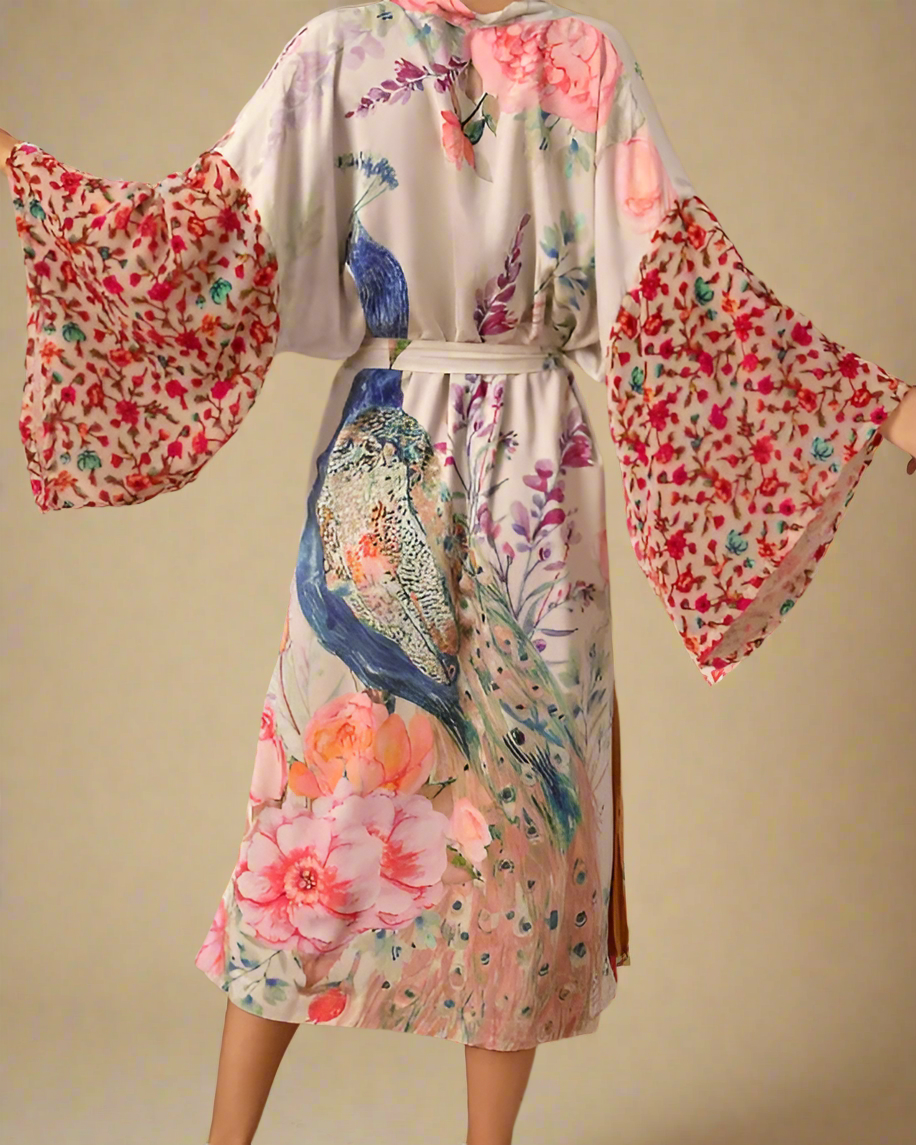 Kimono Dressing Gown with Exotic Print