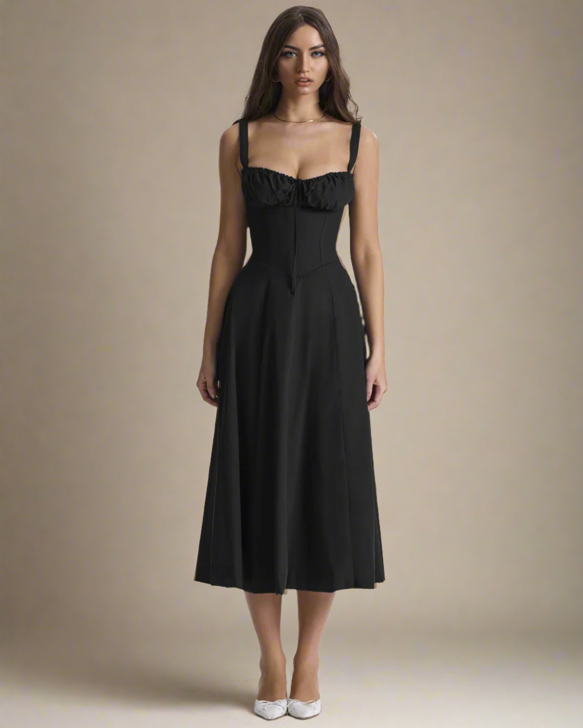 ADKN Heidi Milkmaid Dress Black