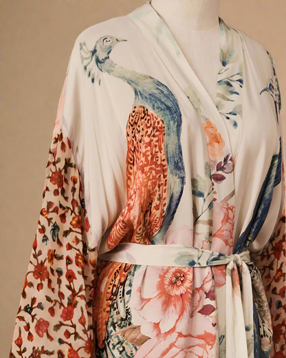 Kimono Dressing Gown with Exotic Print