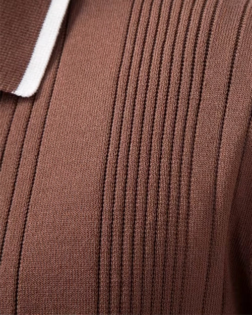 Orbis Ribbed Knit Polo – Earth Terracotta