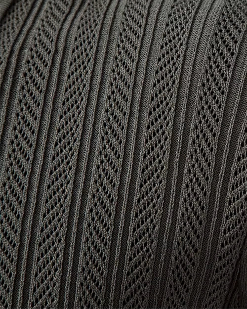 Onyx Forest Green Slate Men’s Ribbed Quarter-Zip – Sustainable Viscose Knit Polo