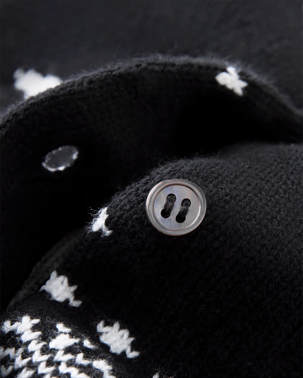 Aurora Women's Black Fair Isle Cardigan | Organic Cotton Blend Knit